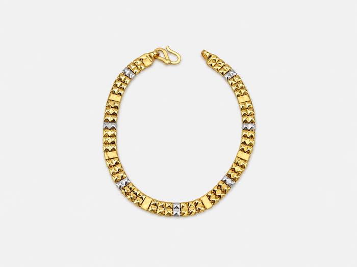 Two-Tone Golden Men's Panel Link Bracelet
