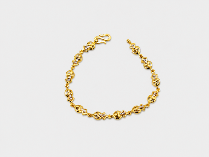 Two-Tone Golden Textured Link Bracelet
