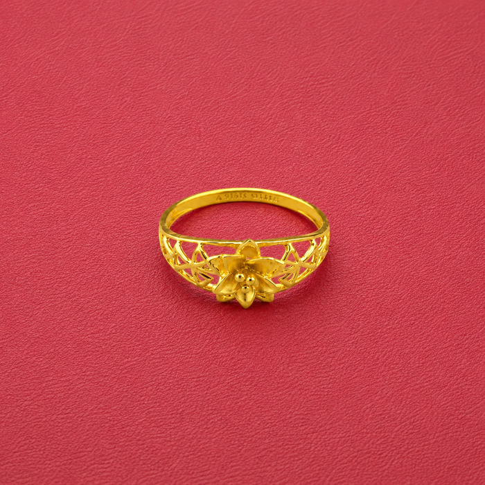 Golden Flower Filigree Dome Ring