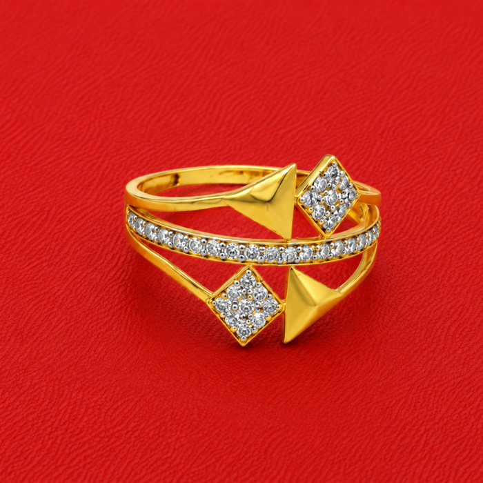 Golden CZ Bar & Kite Station Ring