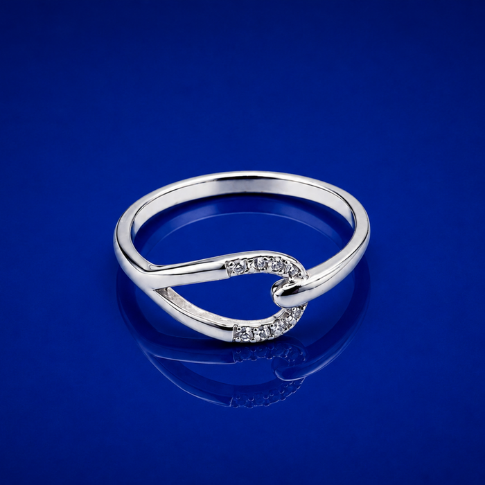 Silver Interlocking Pave Loop Ring