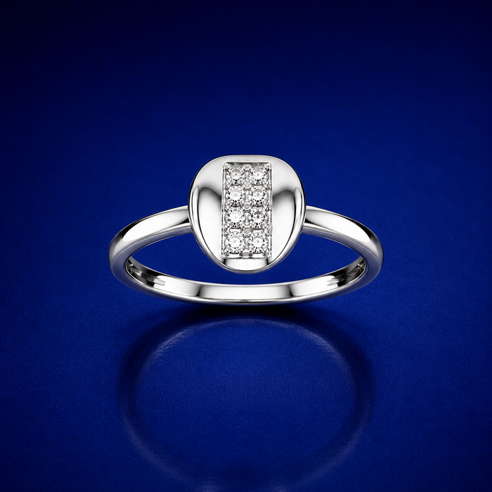 Silver Cushion Pave Panel Ring