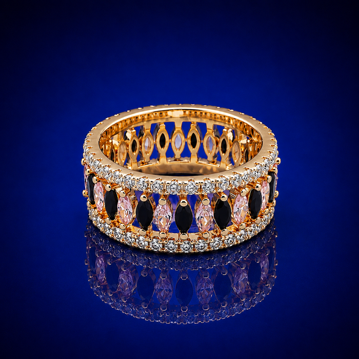 Golden Wide Marquise Eternity Band Ring