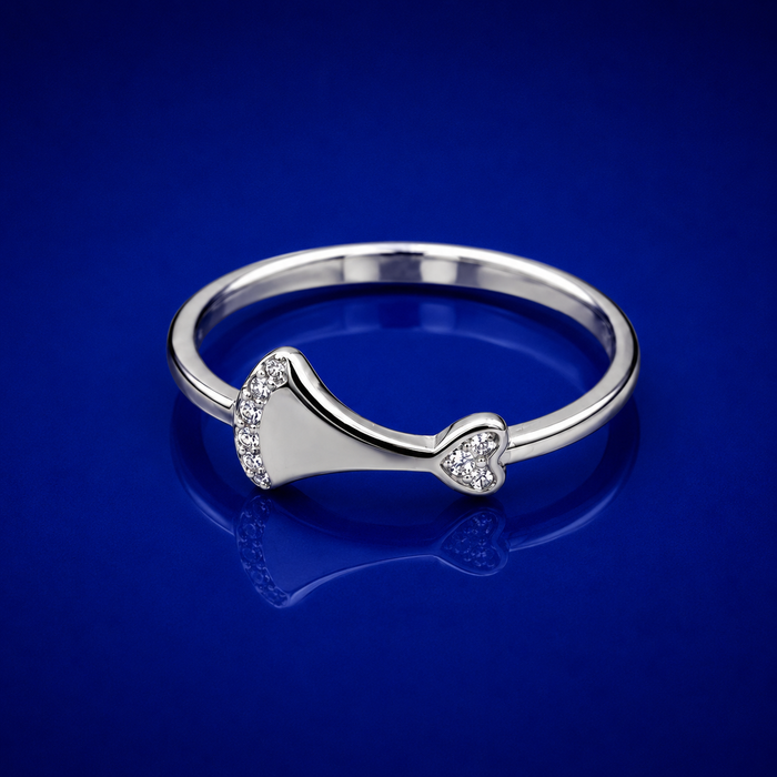 Silver Slim Pave Bow Ring