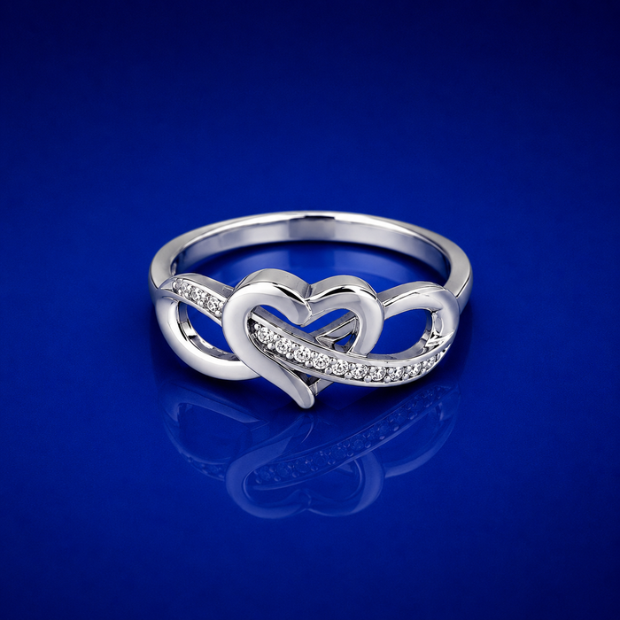 Silver Interlocking Heart & Infinity Ring
