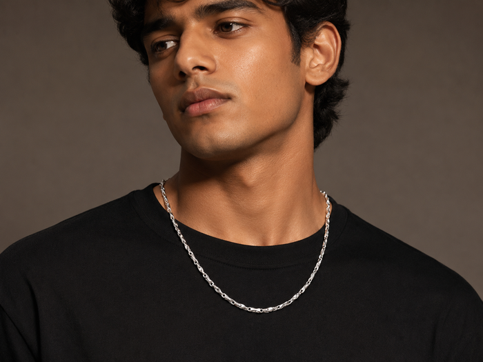 Silver Twisted Rope Chain for Men