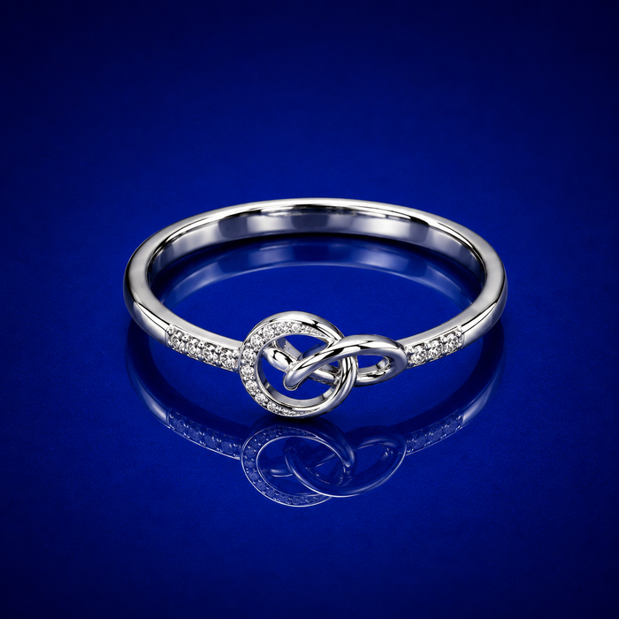 Silver Pave Love Knot Ring