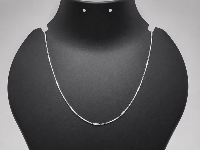 Silver Fine Bead Station Chain