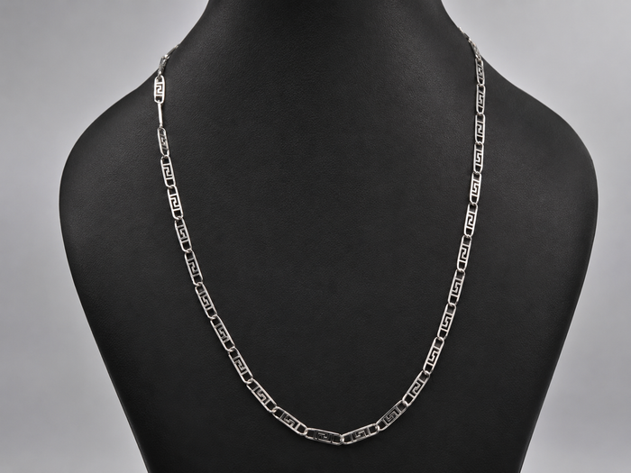 Oxidised Silver Bar Link Chain