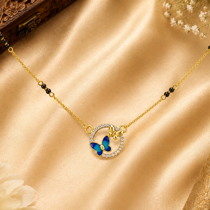 Golden Mini Butterfly CZ Circle Mangalsutra