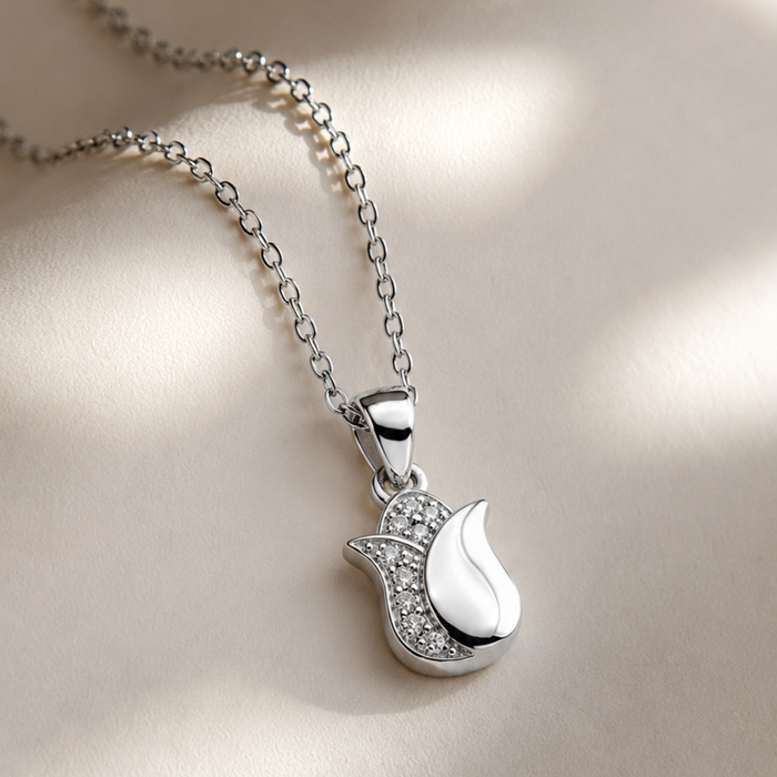 Silver Pave Tulip Pendant