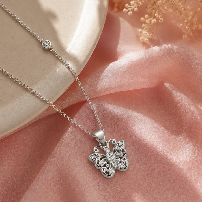 Silver Filigree Butterfly Pendant