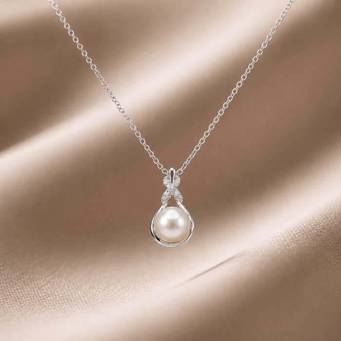 Silver Pearl Drop Claw Pendant