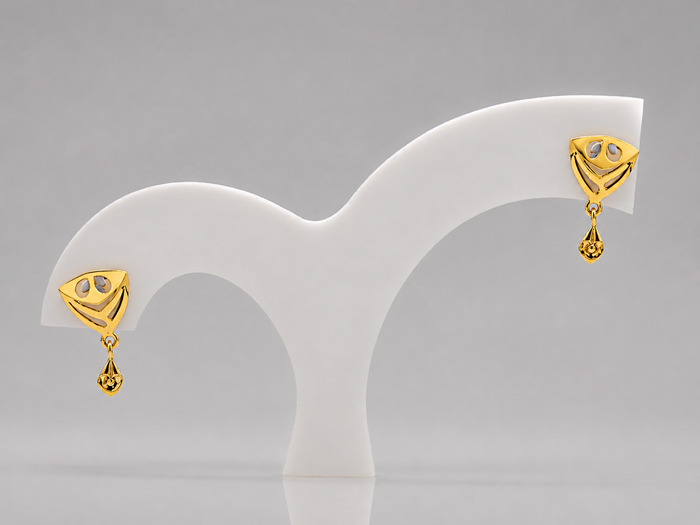 Golden Triangular Bead Drop Earrings