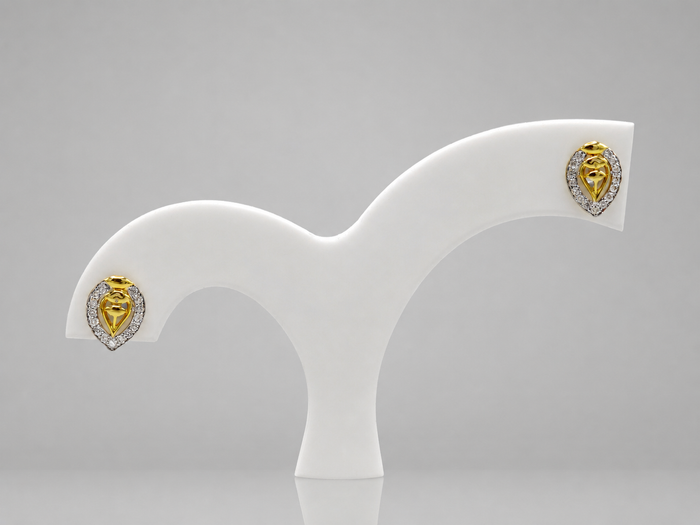 Two-Tone Golden Teardrop CZ Studs