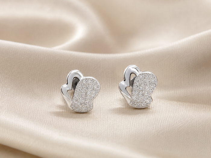 Silver Pave Butterfly Wing Studs