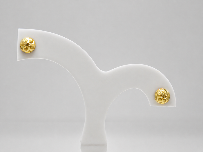 Golden Puffed Flower Dome Studs