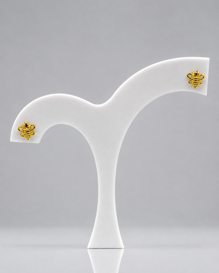 Golden Enamel Bee Studs