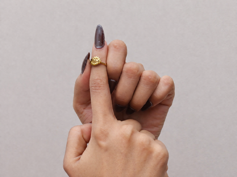 Golden Sunburst Floral Bead Ring – view 2