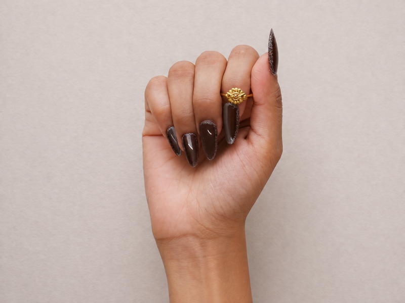 Golden Sunburst Floral Bead Ring – view 3