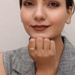 Golden Sunburst Floral Bead Ring – view 5