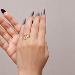 Golden Open Heart & Flower Ring – view 2