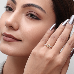 Golden CZ Line Band Ring