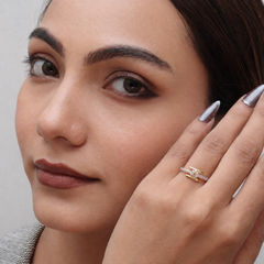 Golden CZ Line Band Ring – view 2