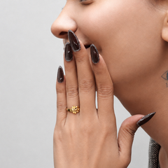 Golden Butterfly Clover Ring – view 2