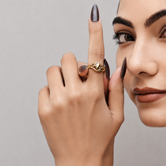 Golden Openwork Leaf Fan Ring – view 2
