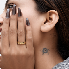 Golden Fluted Wide Band Ring – view 3