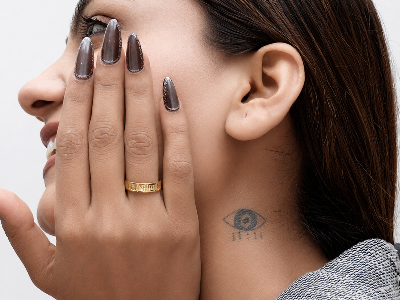 Golden Fluted Wide Band Ring – view 3