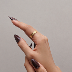 Golden Fluted Wide Band Ring – view 4