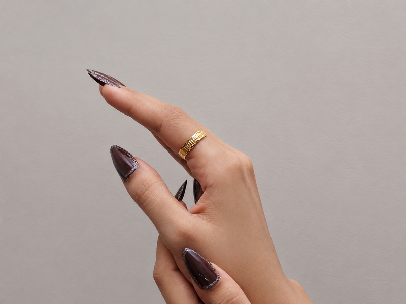 Golden Fluted Wide Band Ring – view 4