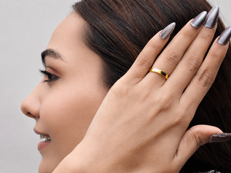 Golden Plain Polished Band Ring – view 3