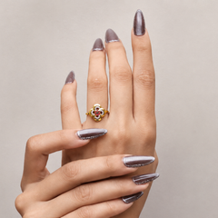 Golden Pink Stone Flower Ring – view 3