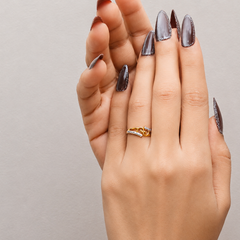 Golden Scroll & CZ Bar Ring – view 2