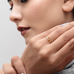 Golden Scroll & CZ Bar Ring – view 3