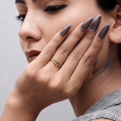 Golden Scroll & CZ Bar Ring – view 4
