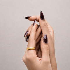 Golden Ribbed Wide Band Ring – view 2