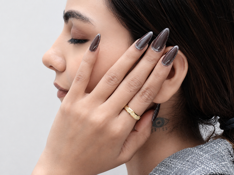 Golden Ribbed Wide Band Ring – view 3