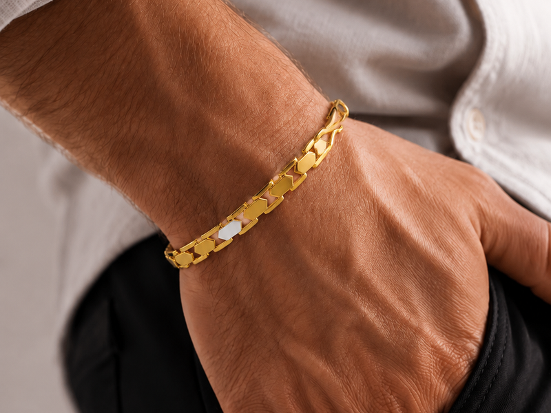 Two-Tone Golden Men's Curb Link Bracelet – view 2