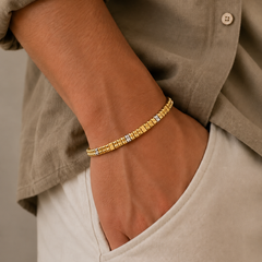 Two-Tone Golden Men's Panel Link Bracelet – view 2