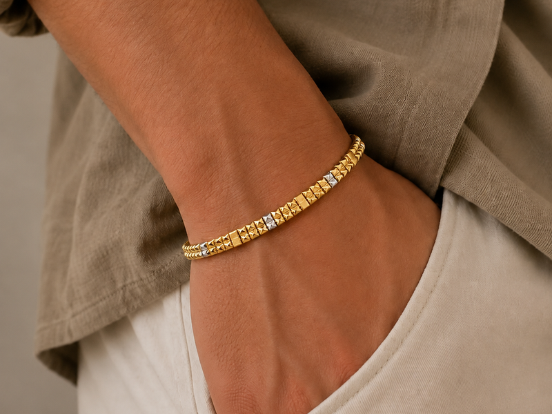 Two-Tone Golden Men's Panel Link Bracelet – view 2