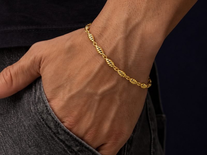 Golden Twisted Oval Bead Bracelet – view 2