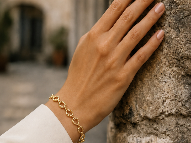 Golden Teardrop Openwork Link Bracelet – view 2