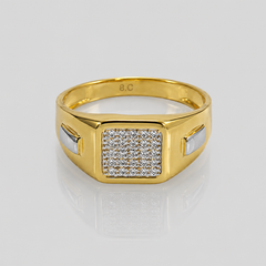 Golden Men's CZ Square Statement Ring