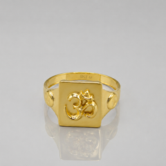 Golden Men's Om Symbol Signet Ring – view 2