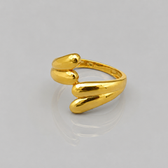 Golden Open Twin Teardrop Ring