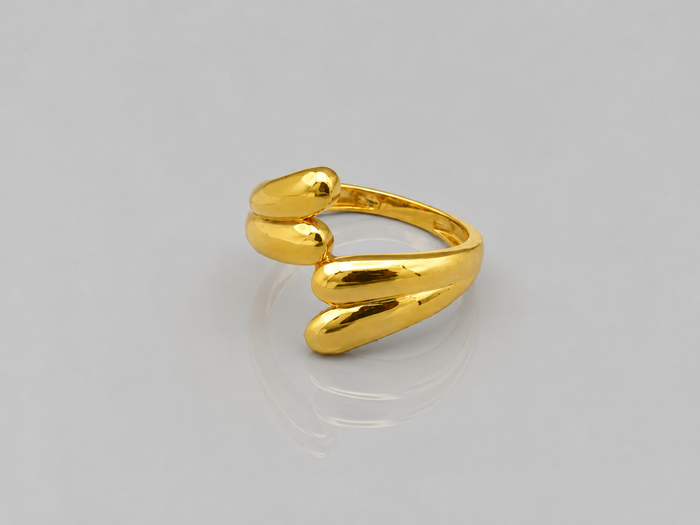 Golden Open Twin Teardrop Ring